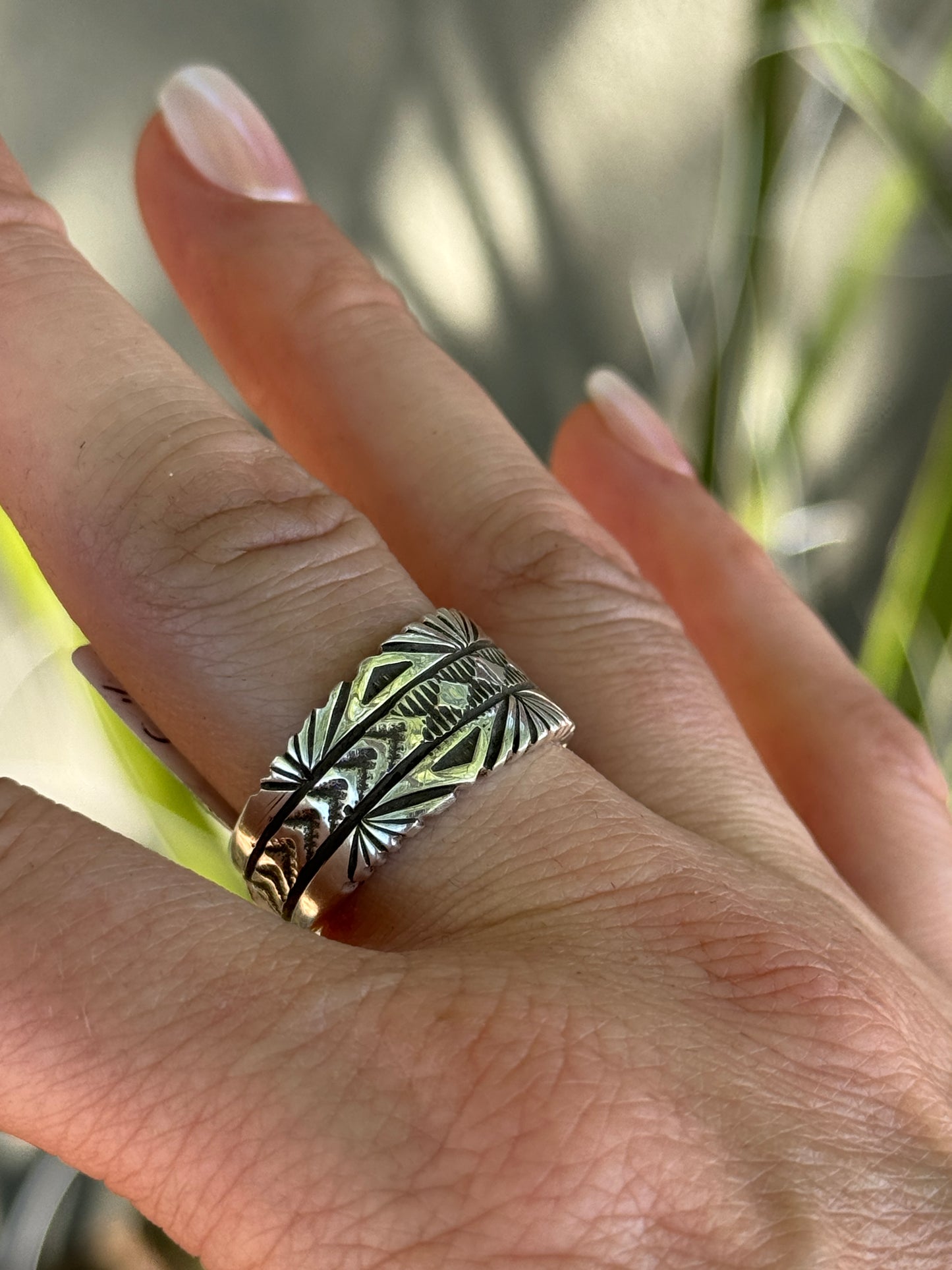 Bruce Morgan Sterling silver wide band ring, size 9.5 and 10.5