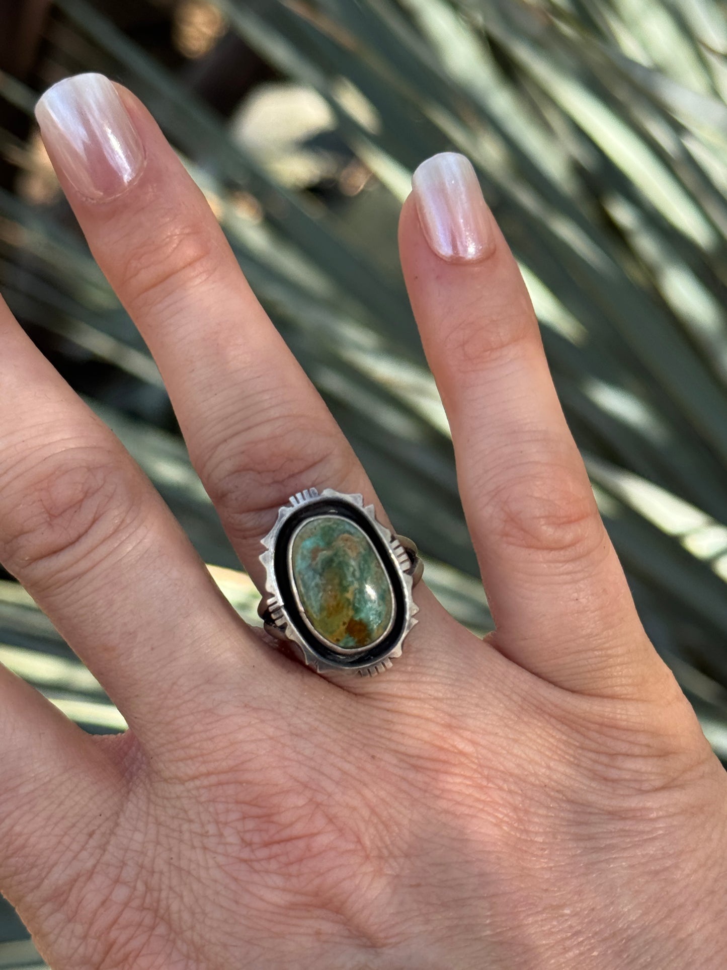 Turquoise sterling silver ring, size 8.5