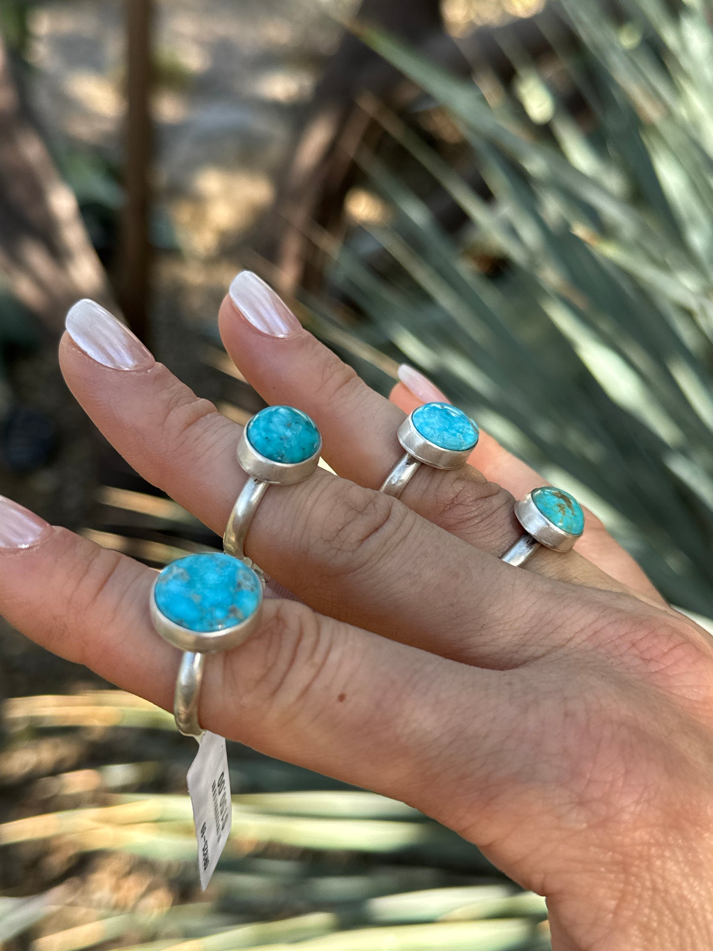 Turquoise single stone sterling silver ring, size 6 and 8