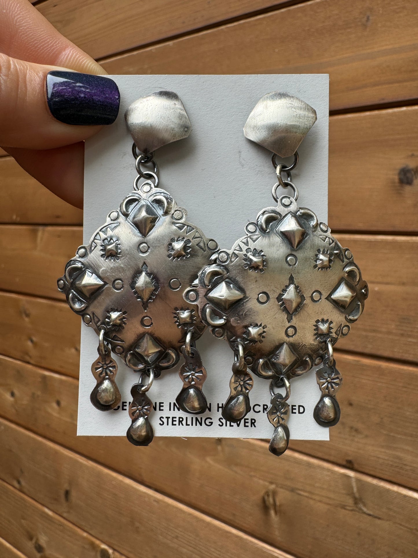 Tim Yazzi Navajo handmade sterling silver earrings