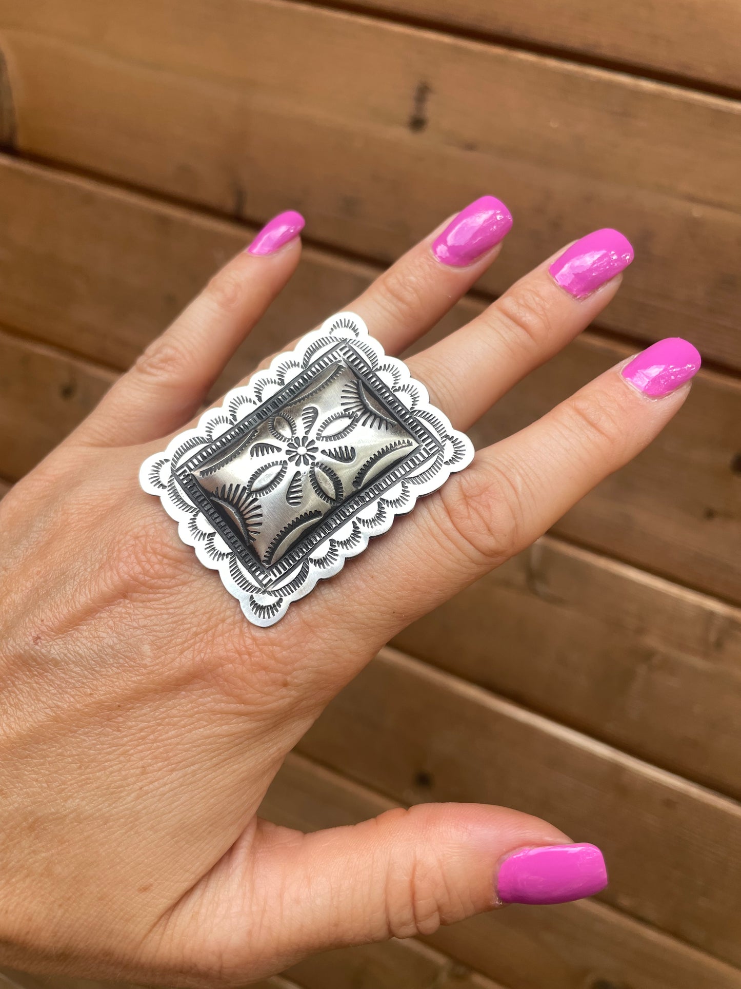 Sterling silver rectangle statement ring