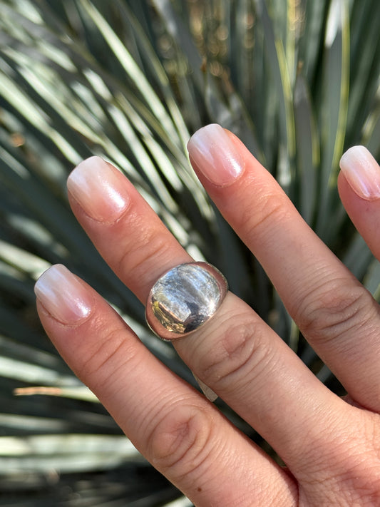 Sterling silver wide ring by Raymond Coriz, size 6.5