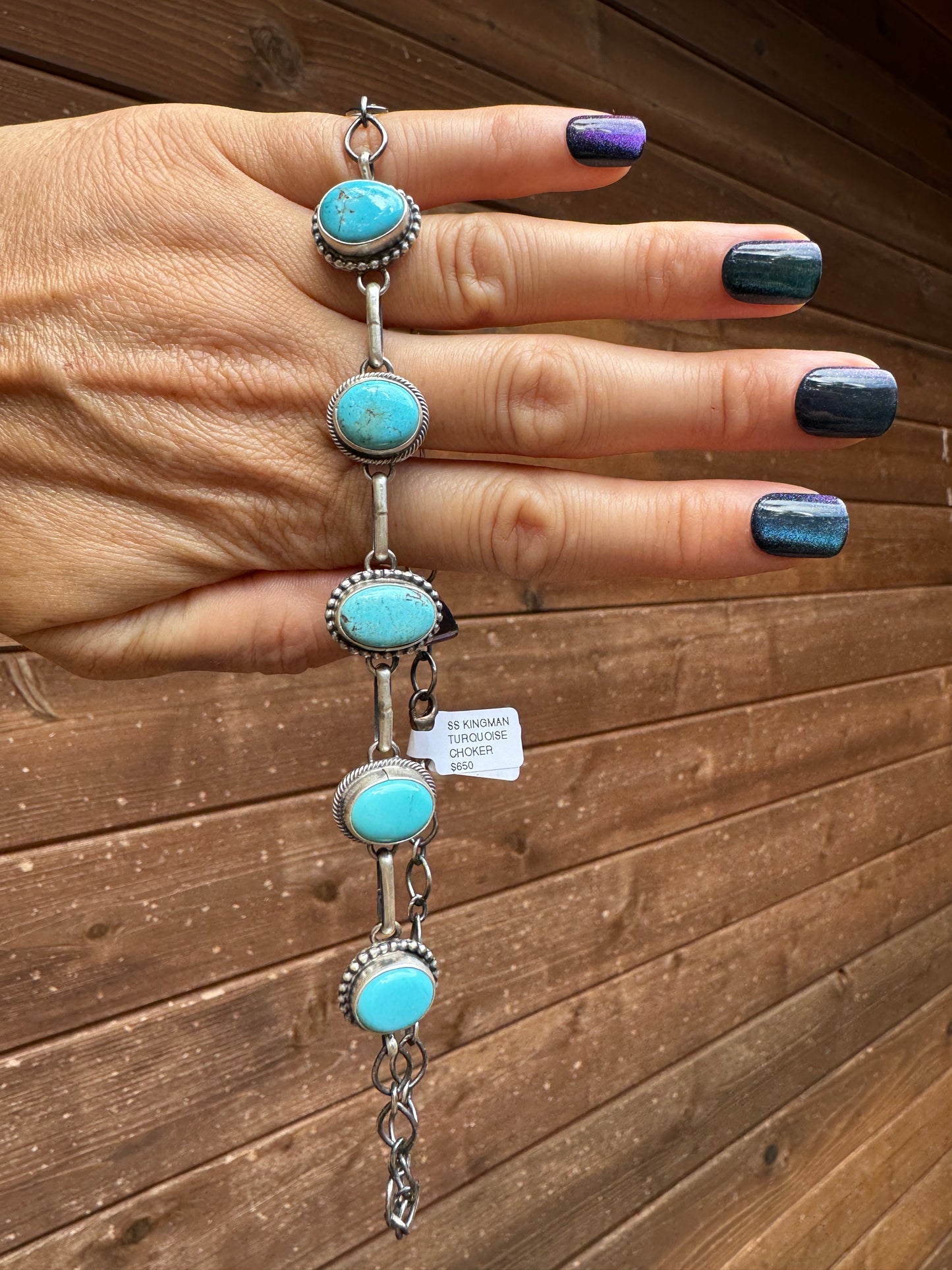 Sheryl Martinez Navajo handmade Kingman Turquoise choker