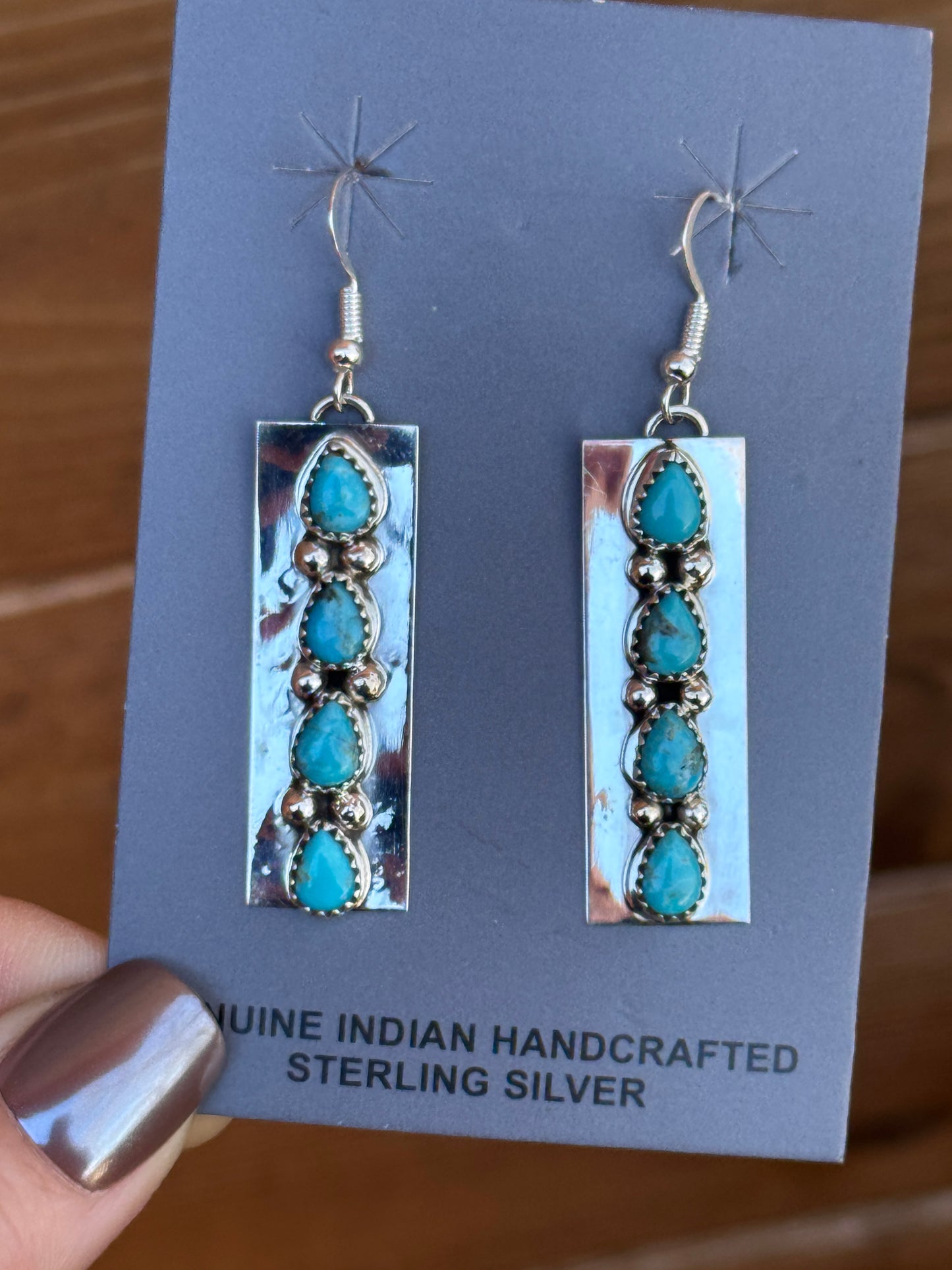 Turquoise 4 stone Sterling Silver dangle earrings