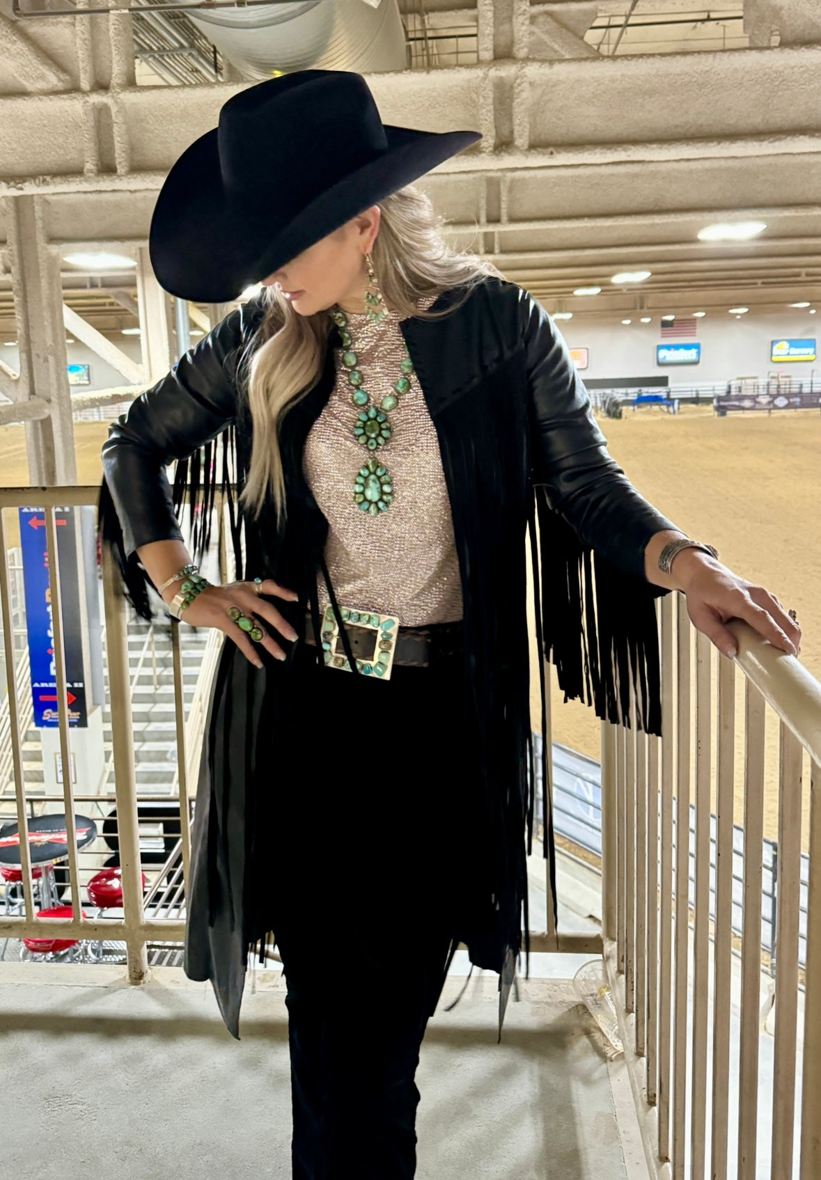 Sonoran Gold turquoise necklace and earrings set by Marie Tsosie