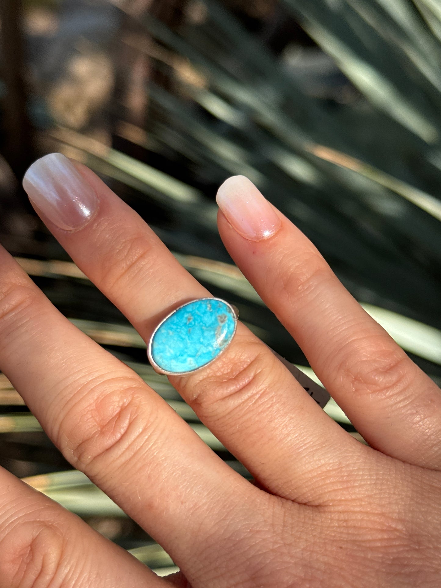Turquoise single stone sterling silver ring, size 6 and 8