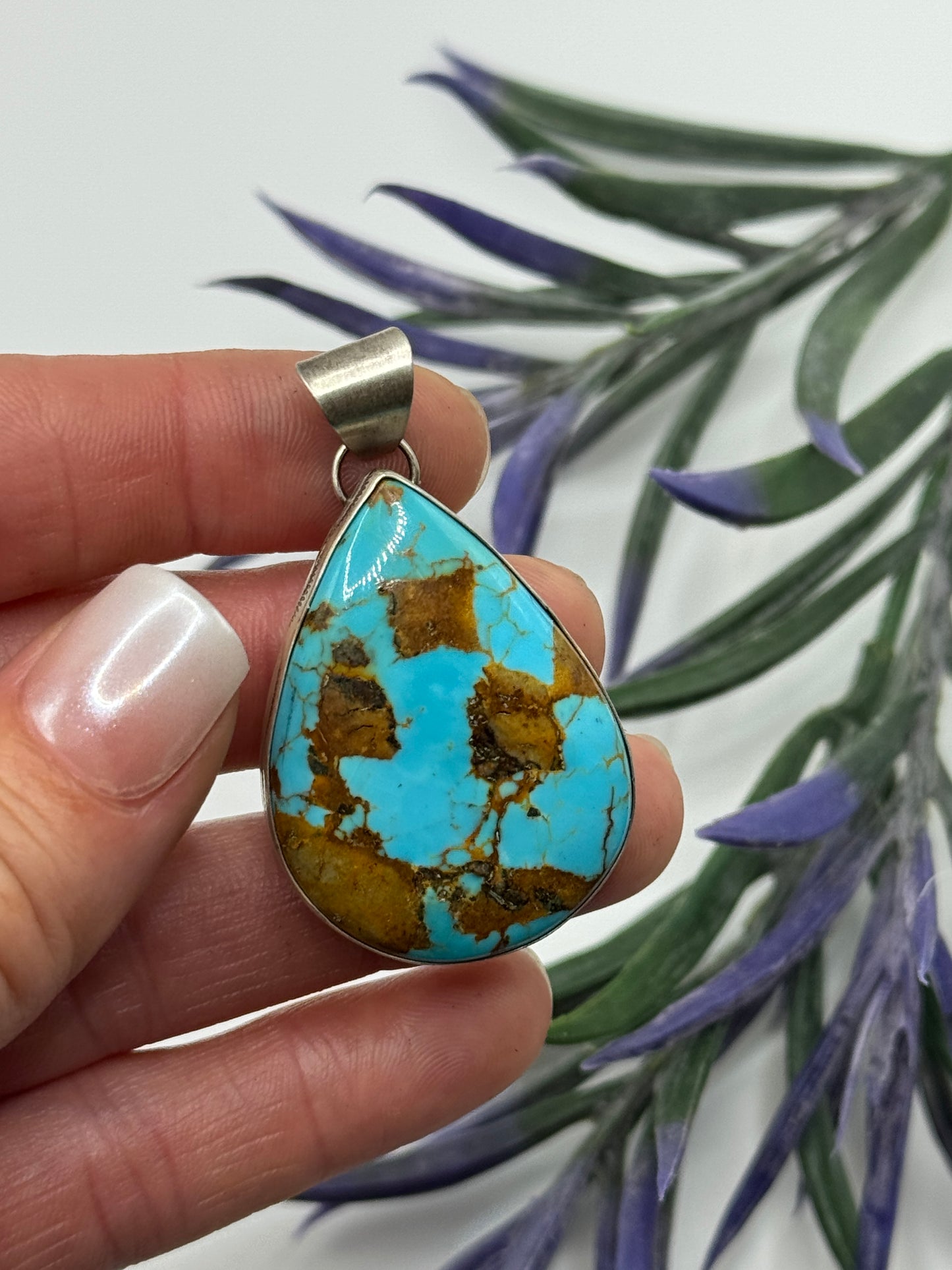 Gloria Rios stamped Sterling Silver Turquoise pendant