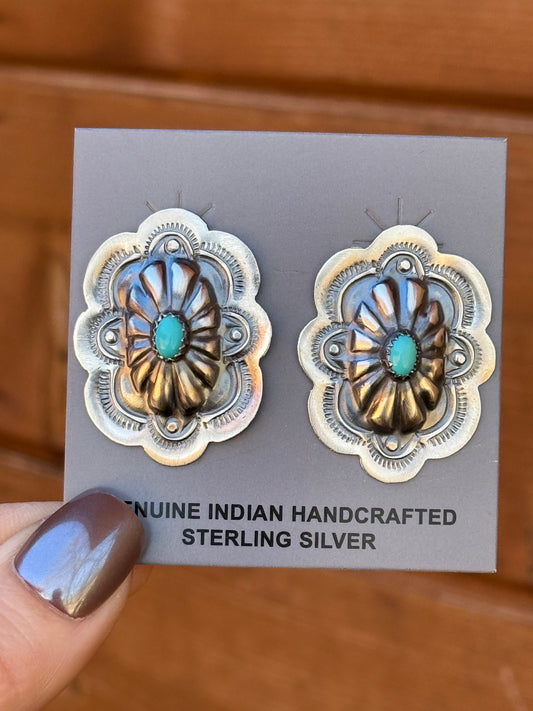 Turquoise Sterling Silver concho earrings