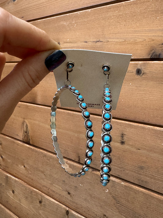 Extra large turquoise snake eye hoops
