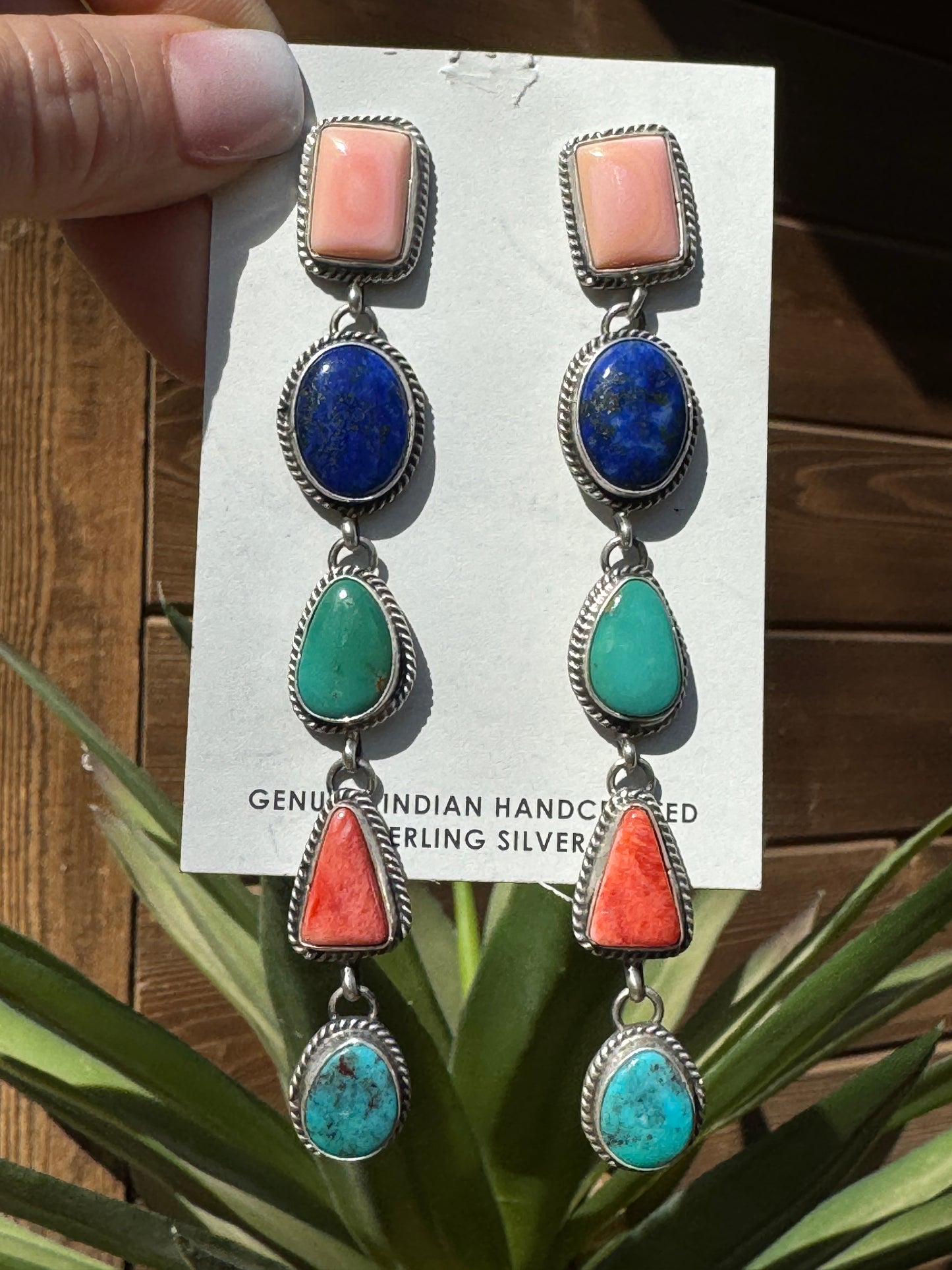 Statement multi stone long earrings