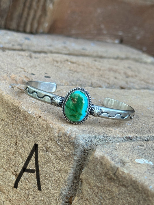 Turquoise stone stamped cuff