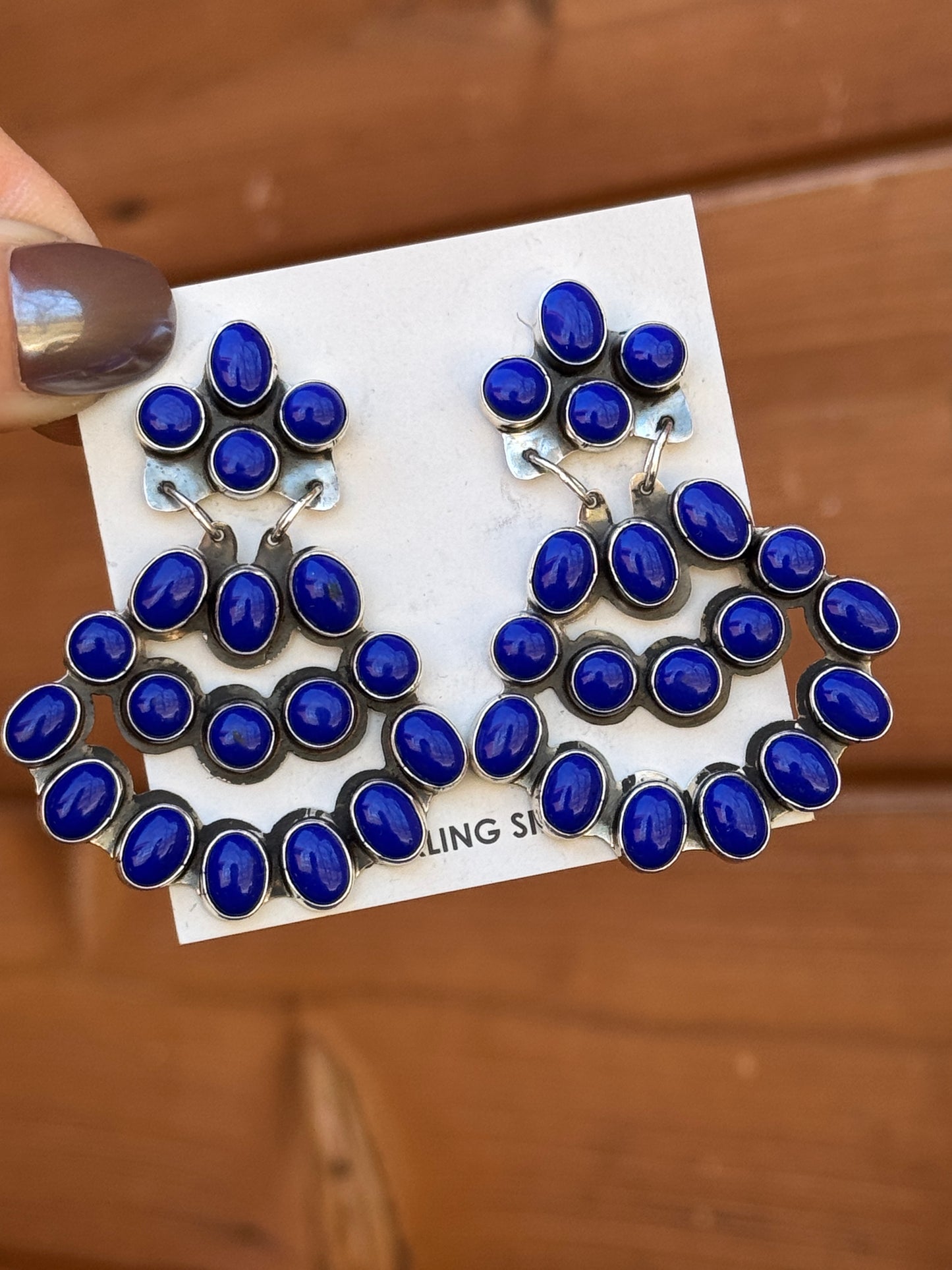 Blue Lapis Sterling Silver chandelier earrings