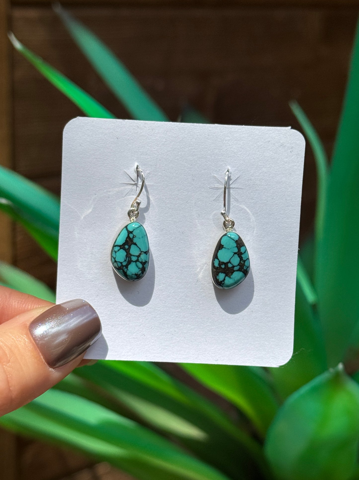 Prince turquoise sterling silver dangle earrings