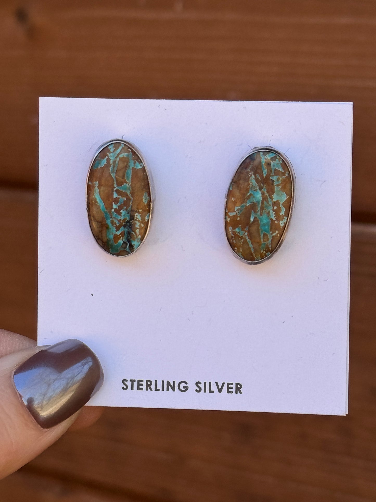 Boulder turquoise sterling silver earrings