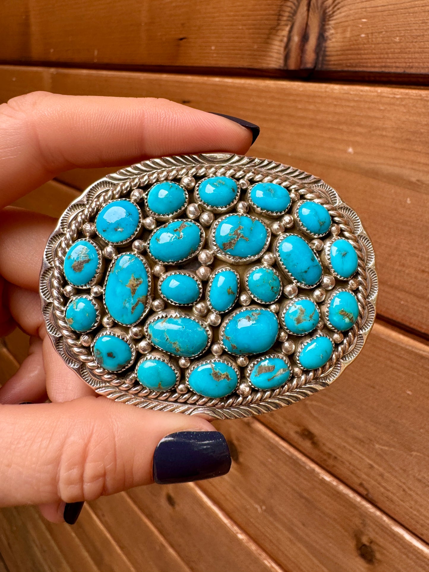 Sterling silver and Turquoise buckle with 24 beautiful stones