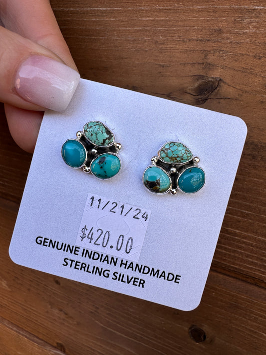 Turquoise cluster earrings