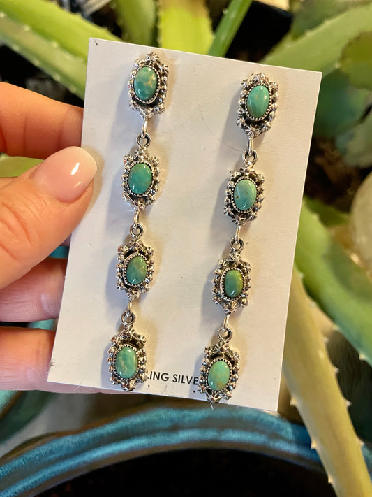 Sadie Jim Navajo Handmade Kingman Turquoise earrings
