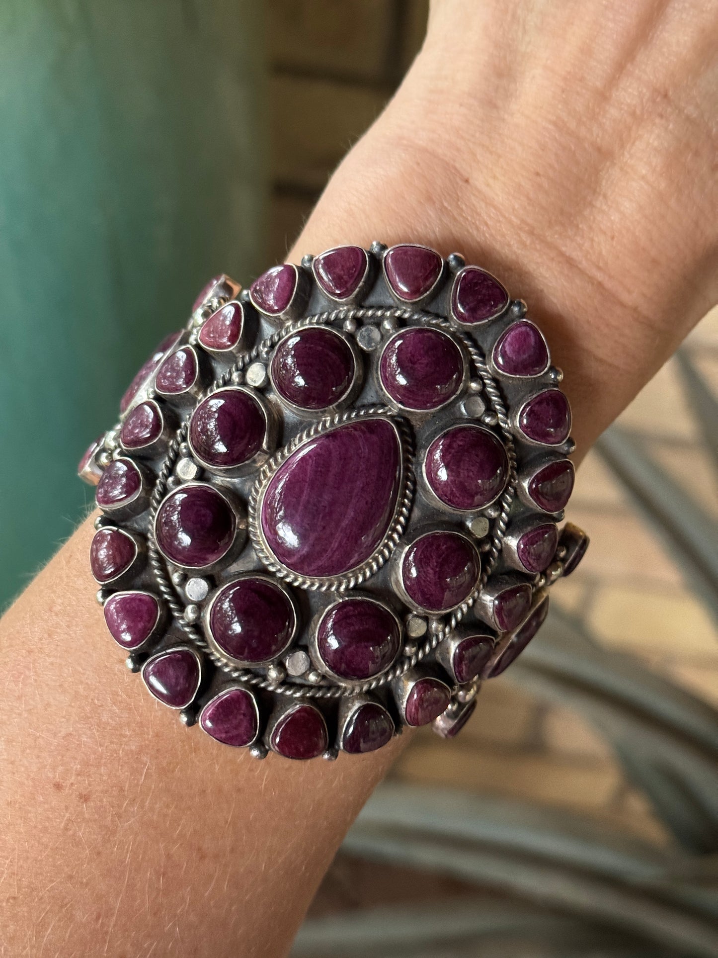 Stunning, huge Purple Spiny Oyster cuff by Tyler Brown