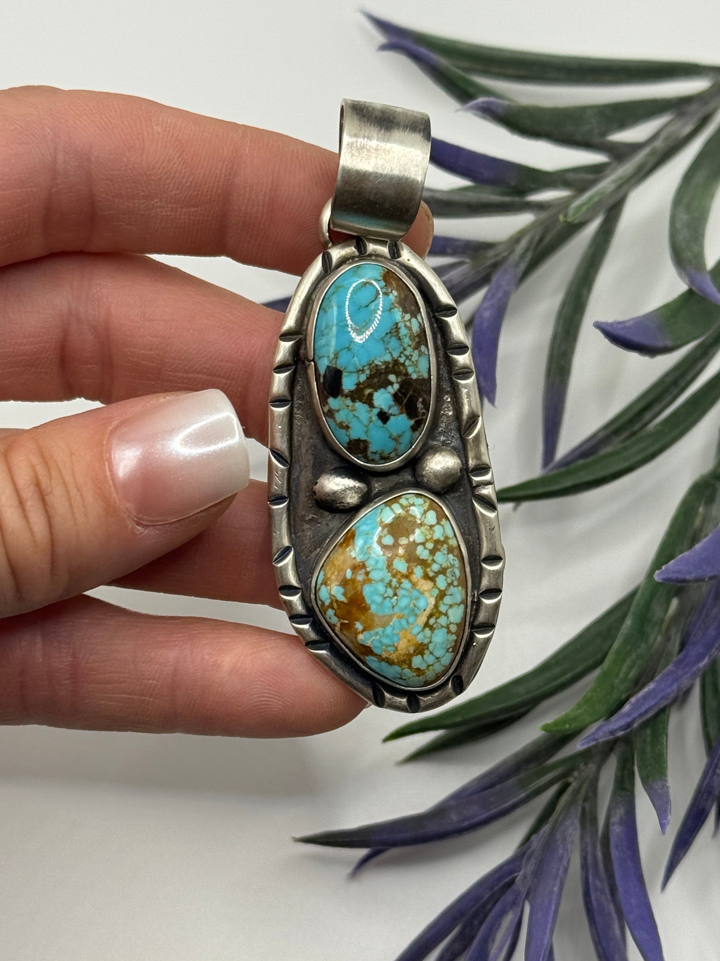Sterling Silver #8 Turquoise pendant