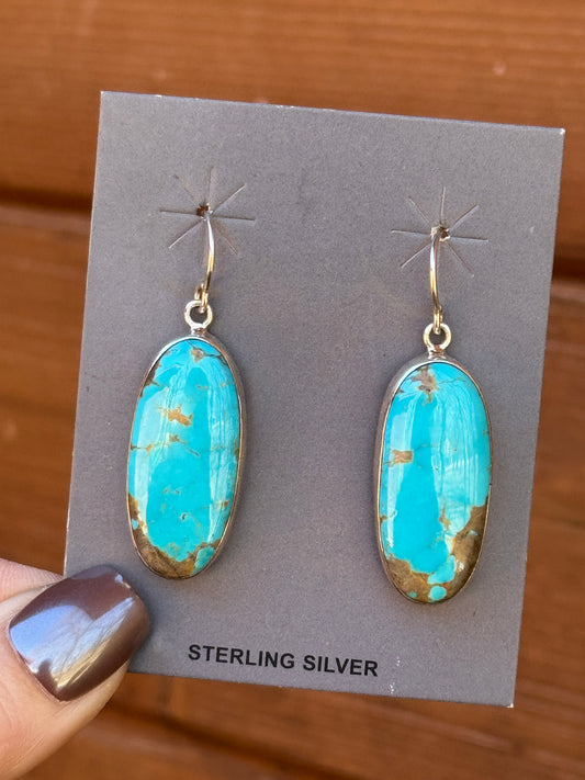 Turquoise Sterling Silver oval dangle earrings