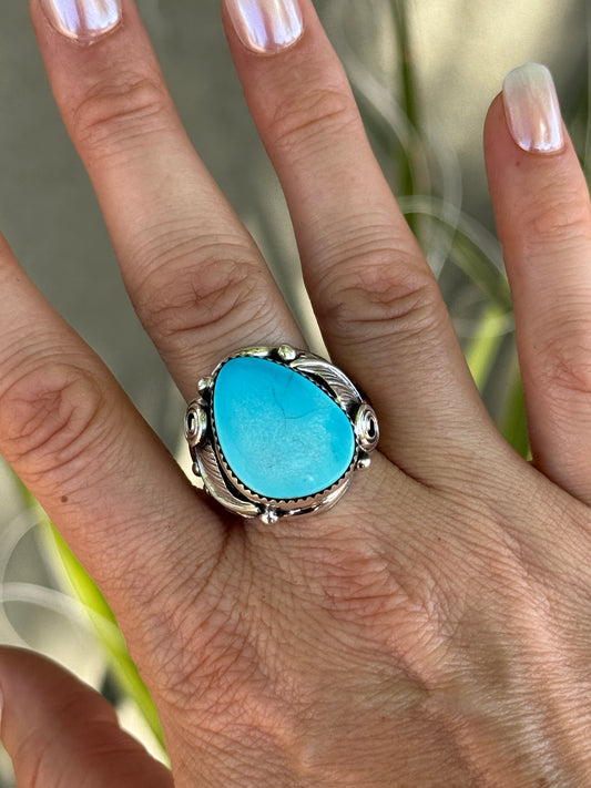 Kingman turquoise Sterling Silver ring, size 11