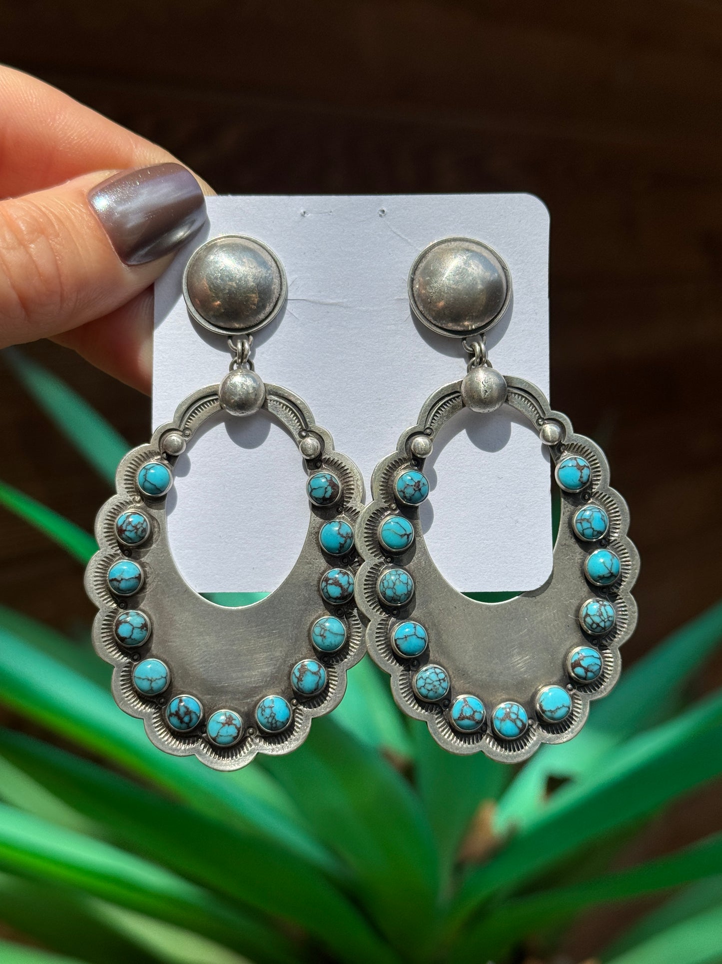 Dennis Hogan stunning Sterling Silver Prince turquoise earrings