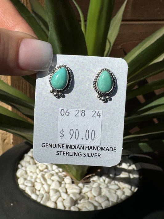 Turquoise sterling silver stud earrings