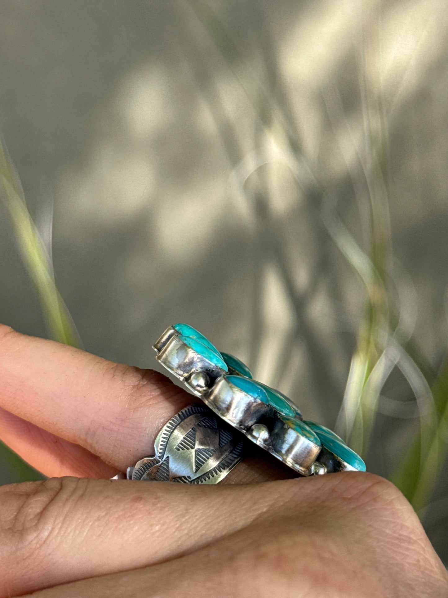 Gorgeous Kingman Turquoise cluster ring, adjustable