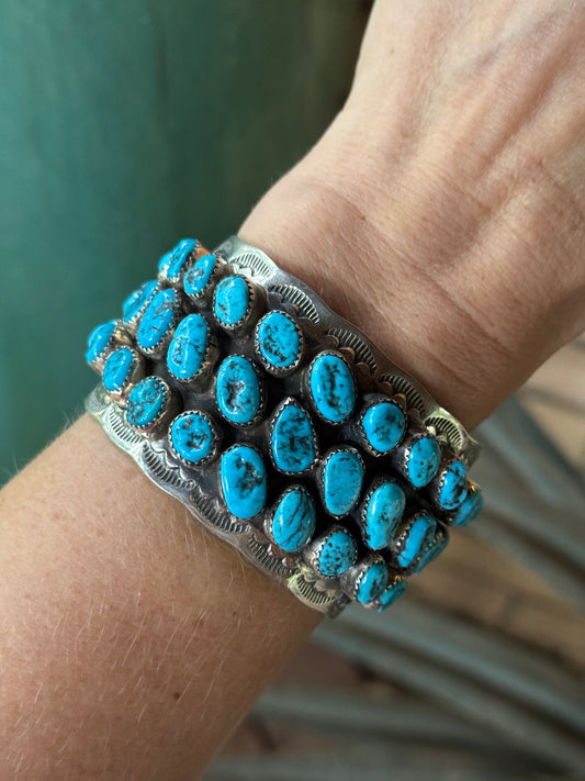 M Thomas Jr Kingman Turquoise sterling silver cuff