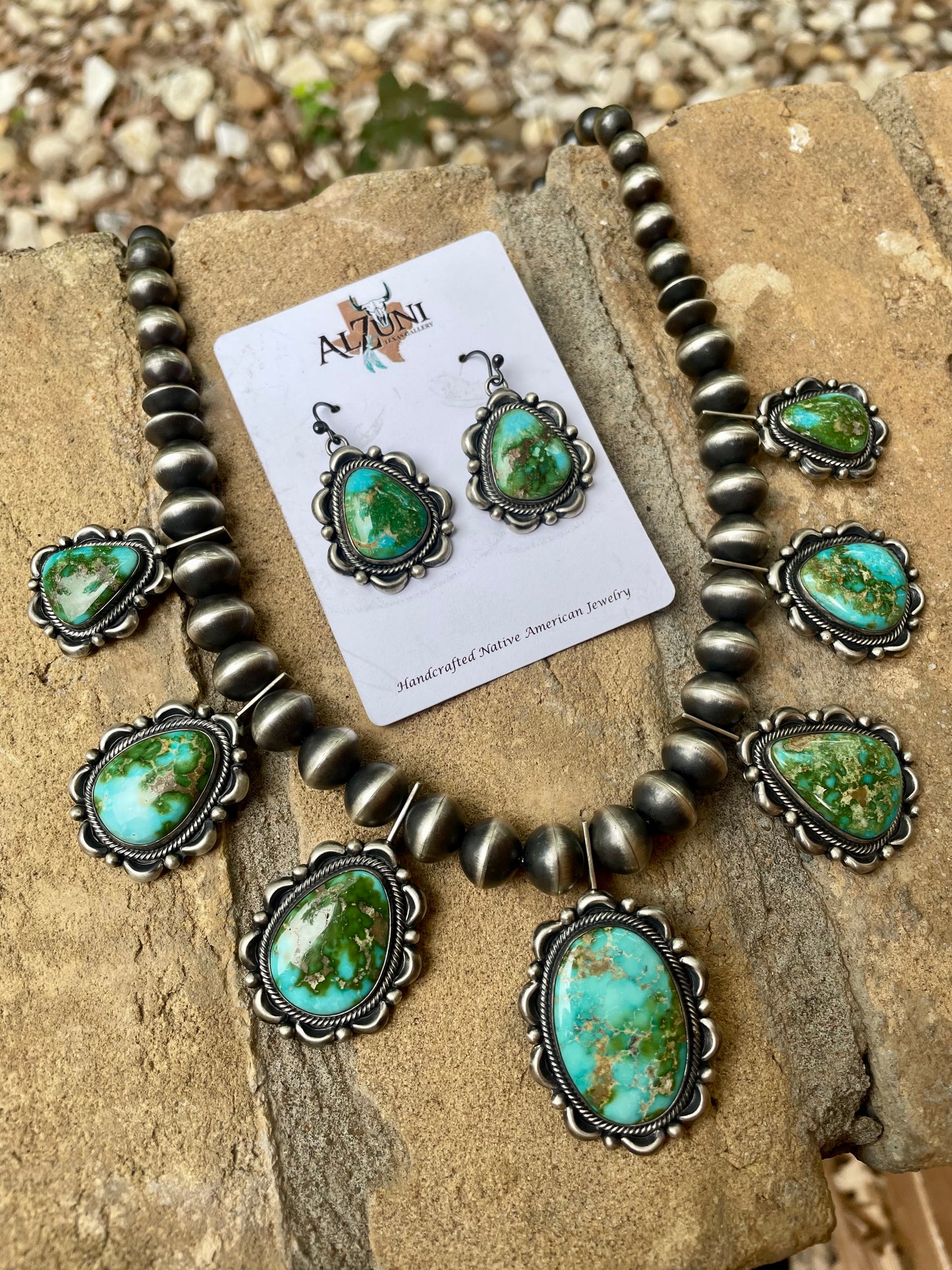 Stunning Sonoran Gold Turquoise Necklace and Earrings set