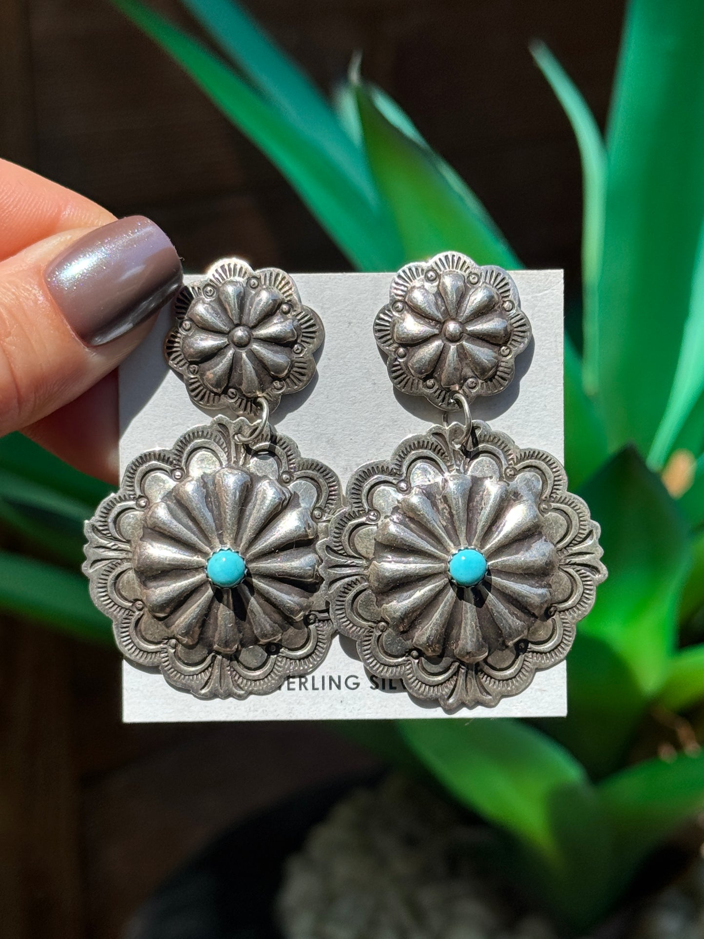 Blackgoat Sterling Silver stamped concho earrings