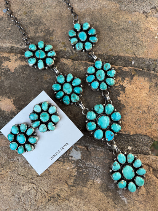 Ella Peter stunning turquoise cluster necklace and earrings