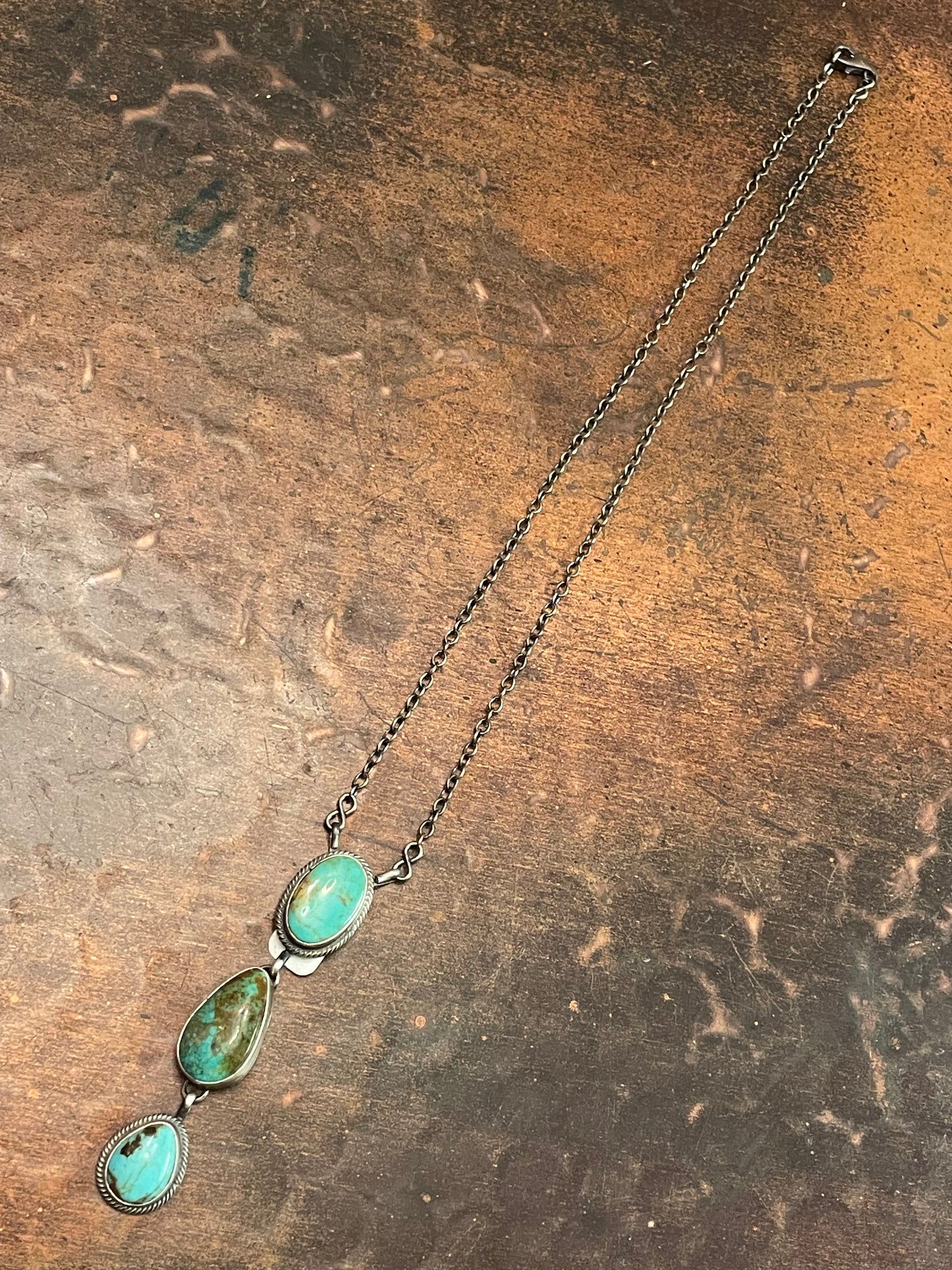 Multi turquoise 3 stone necklace