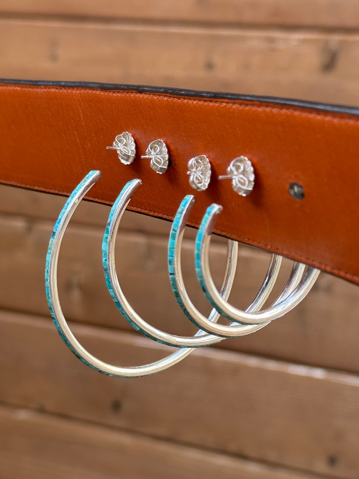 Federico Sterling Silver Turquoise hoop earrings