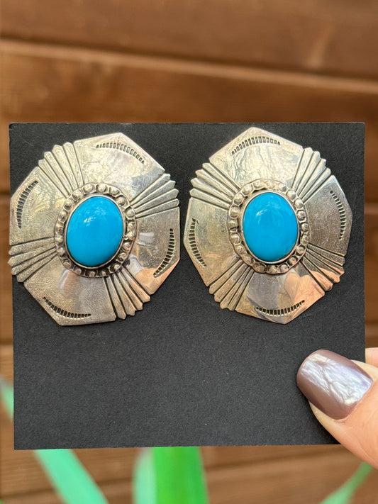 *clip on Federico Sterling Silver turquoise earrings