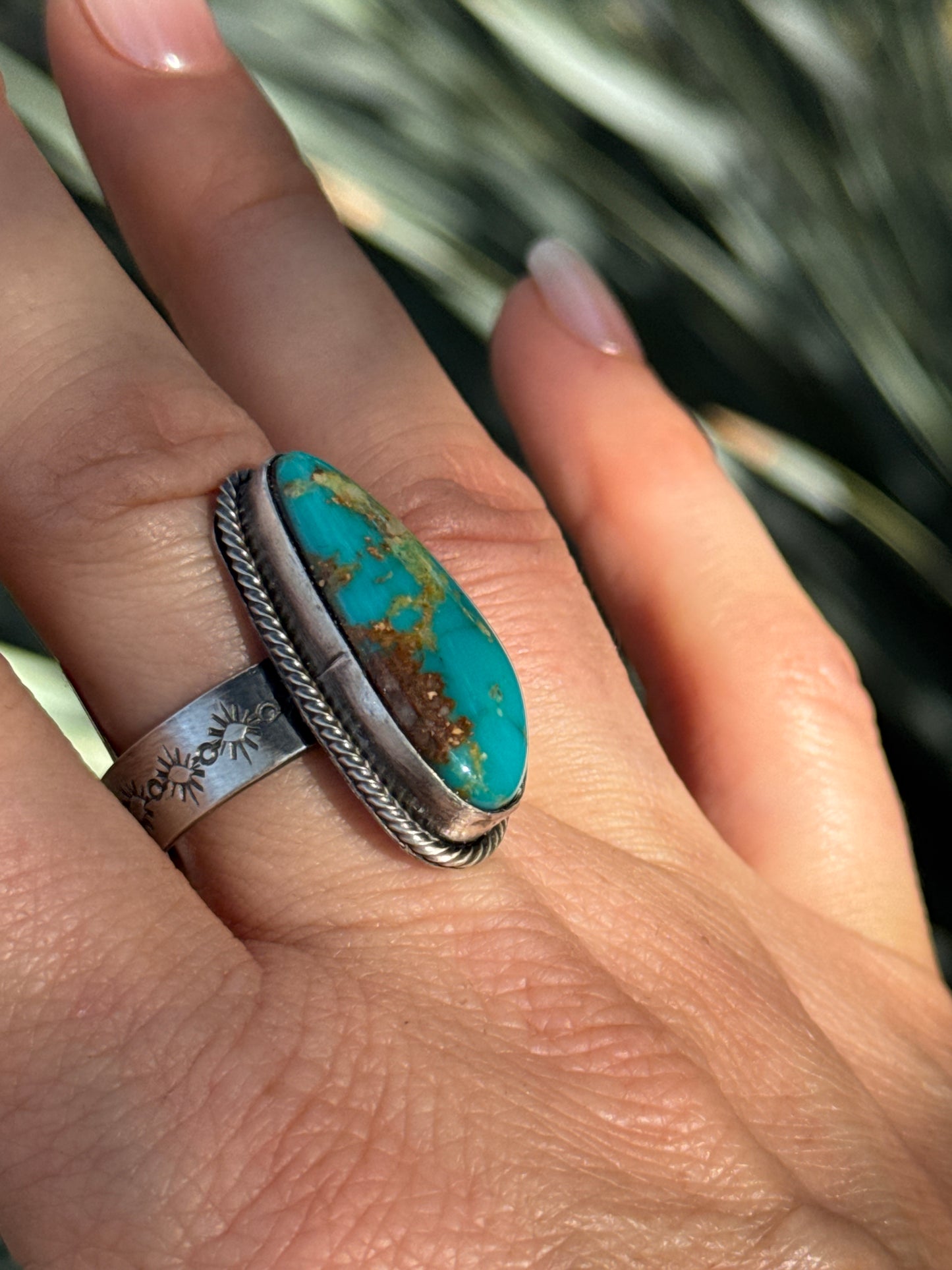 Bessie Skeets Kingman Turquoise adjustable ring