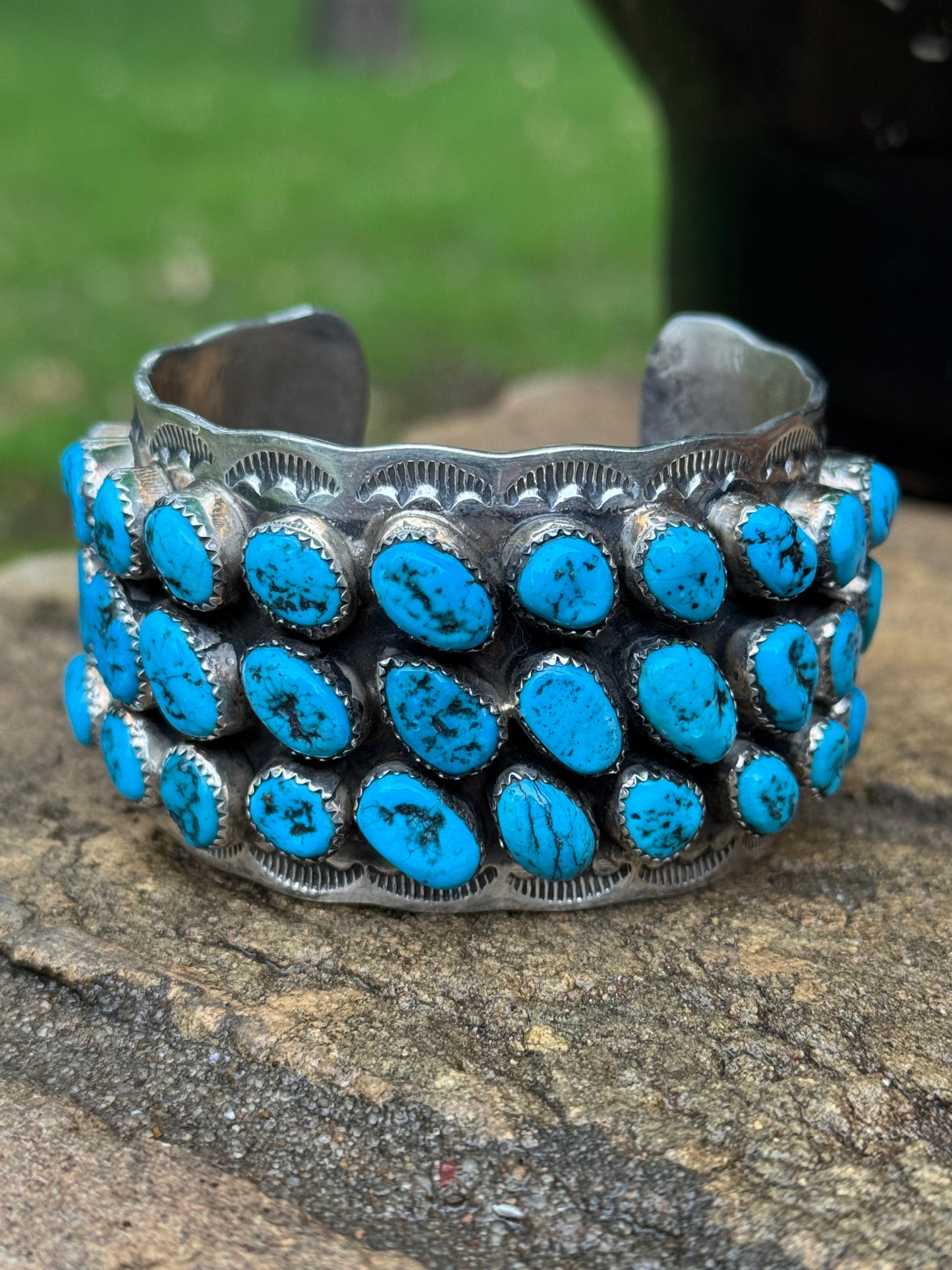 M Thomas Jr Kingman Turquoise sterling silver cuff