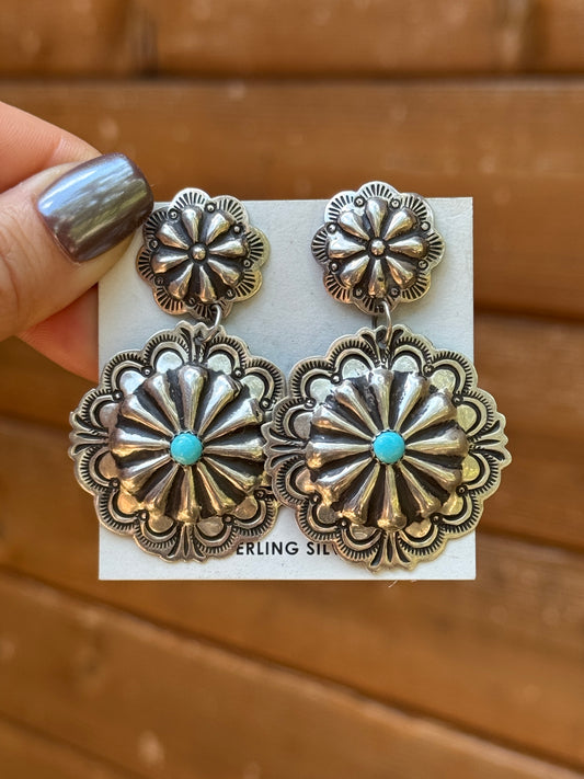 Blackgoat Sterling Silver stamped concho earrings