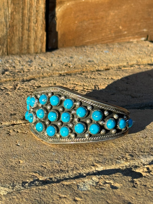 Kingman turquoise dot Navajo handmade cuff