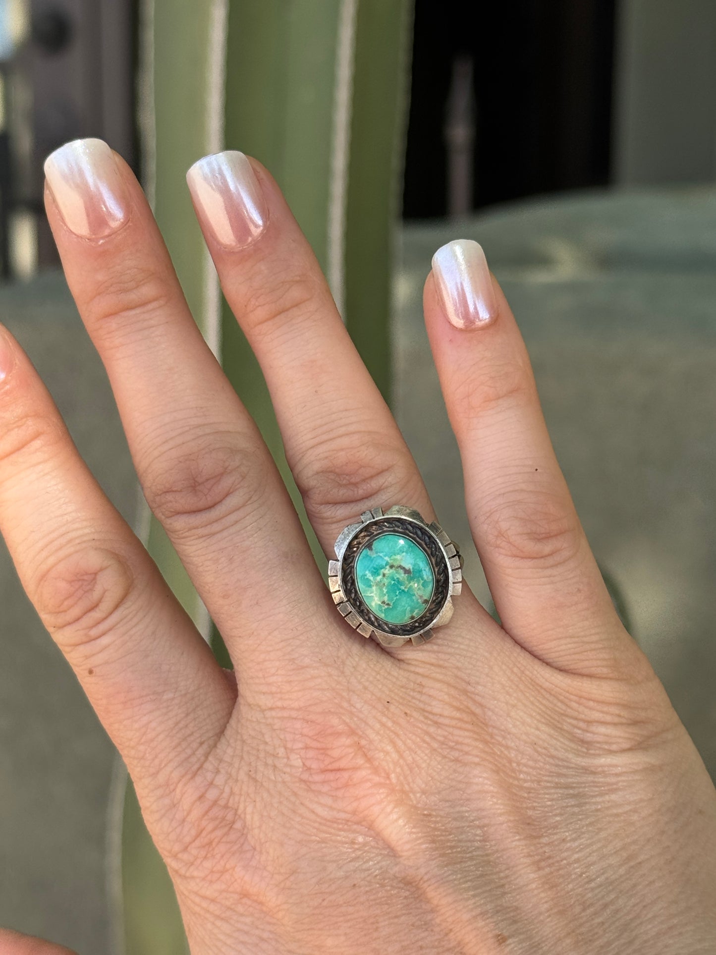 Turquoise sterling silver ring, size 8