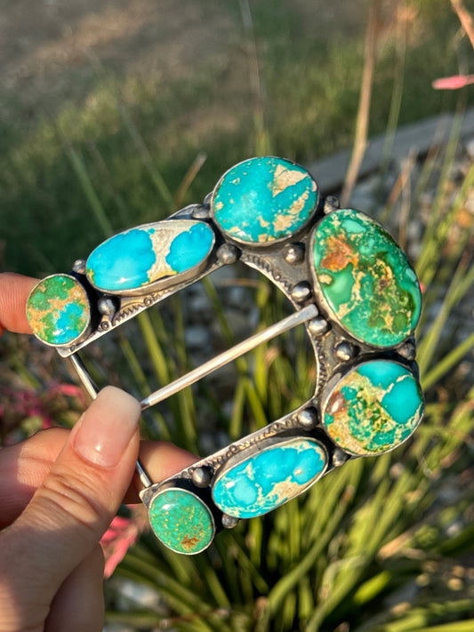Turquoise Sterling Silver Buckle by Navajo artist Emer Thompson