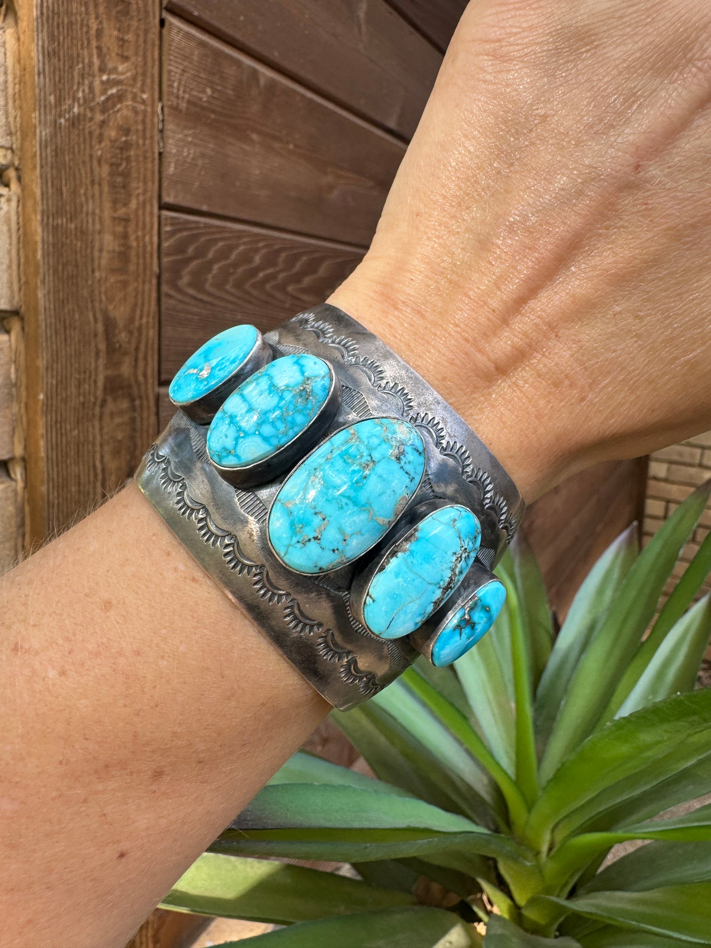 Gorgeous 5 stone Kingman Turquoise cuff