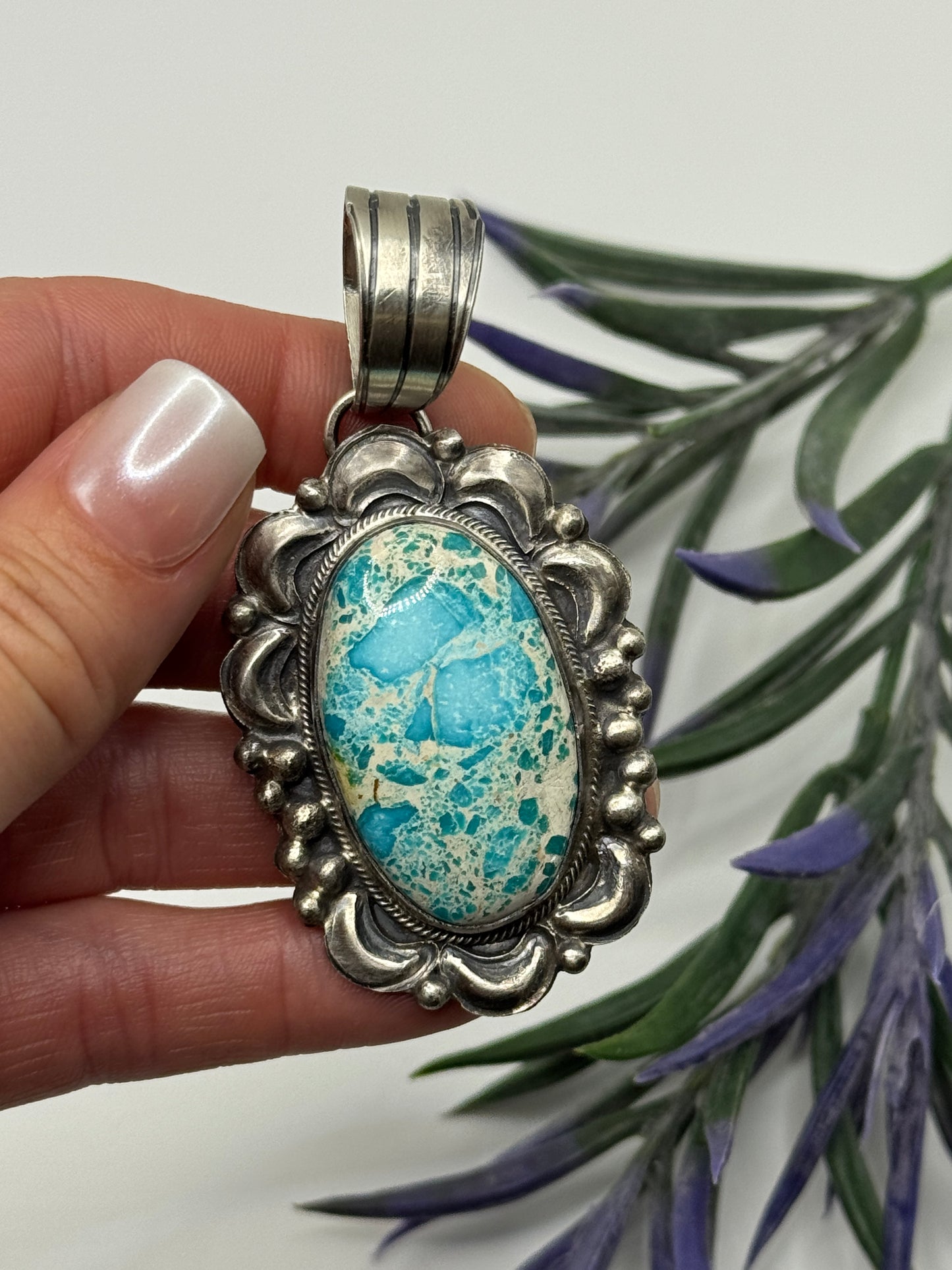 Amazing Tillie John Sterling Silver Turquoise pendant