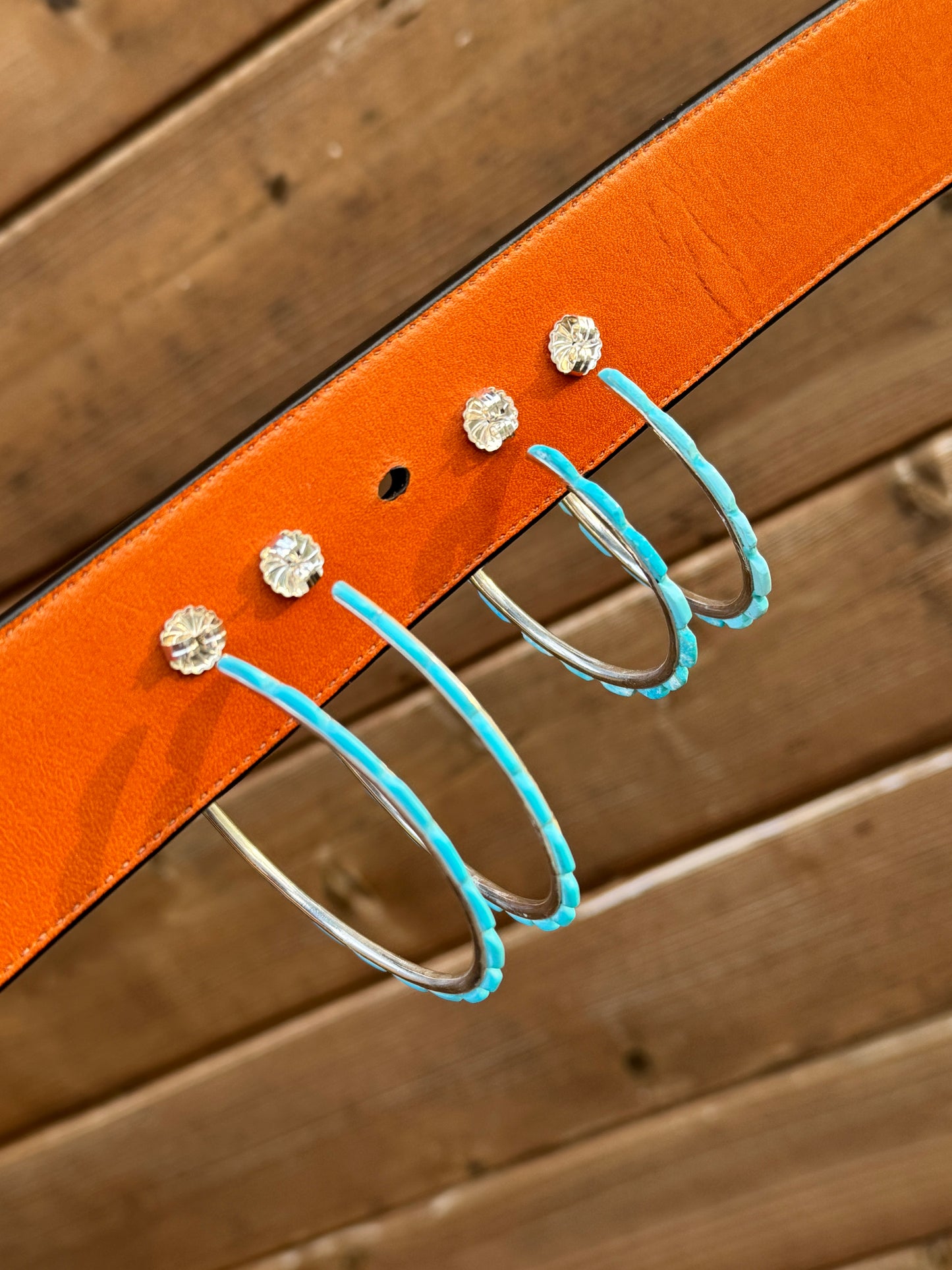 Federico Sterling Silver turquoise hoop earrings