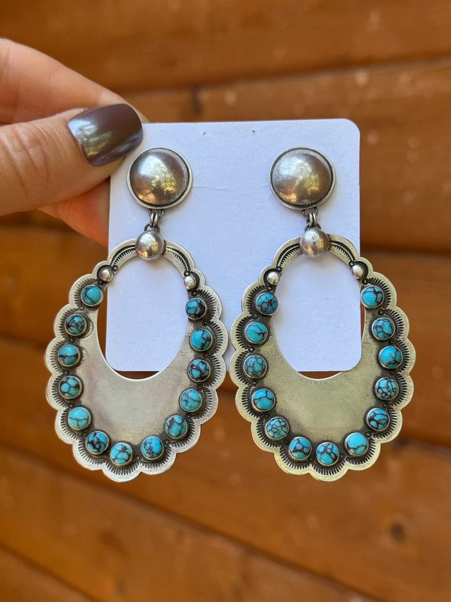 Dennis Hogan stunning Sterling Silver Prince turquoise earrings
