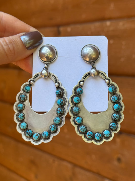 Dennis Hogan stunning Sterling Silver Prince turquoise earrings