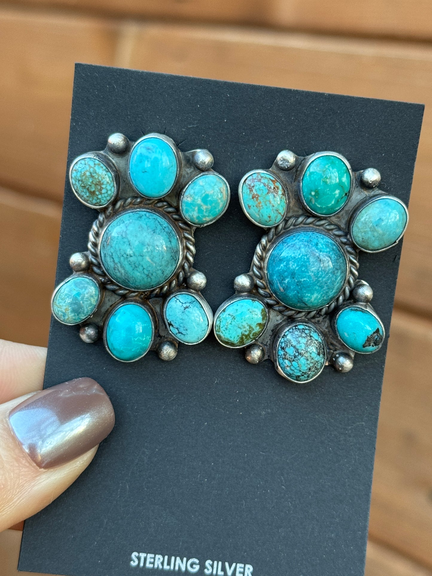 Cloud Mt. Turquoise sterling silver earrings