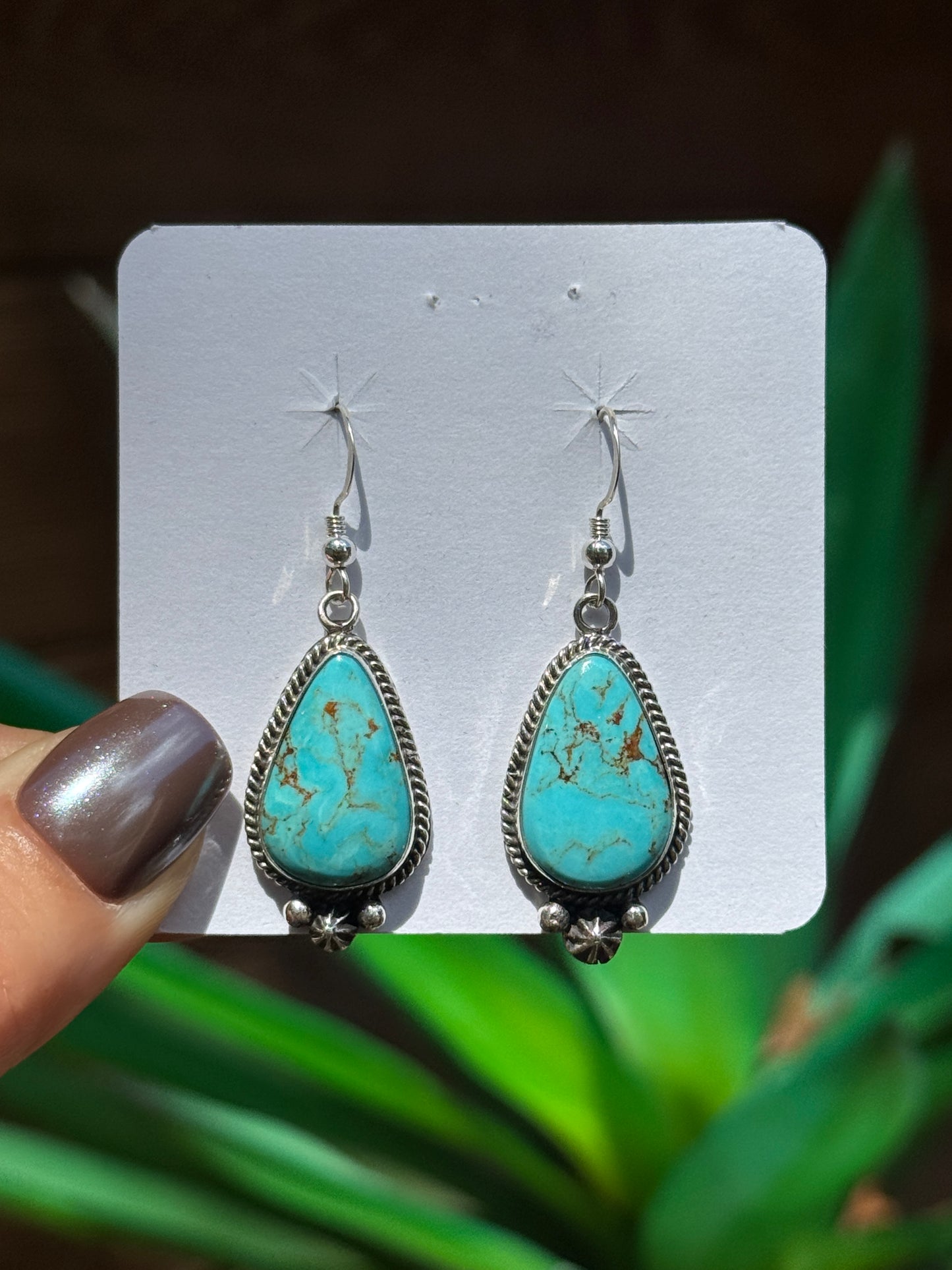 Diane Wylie sterling silver Turquoise tear drop dangle earrings