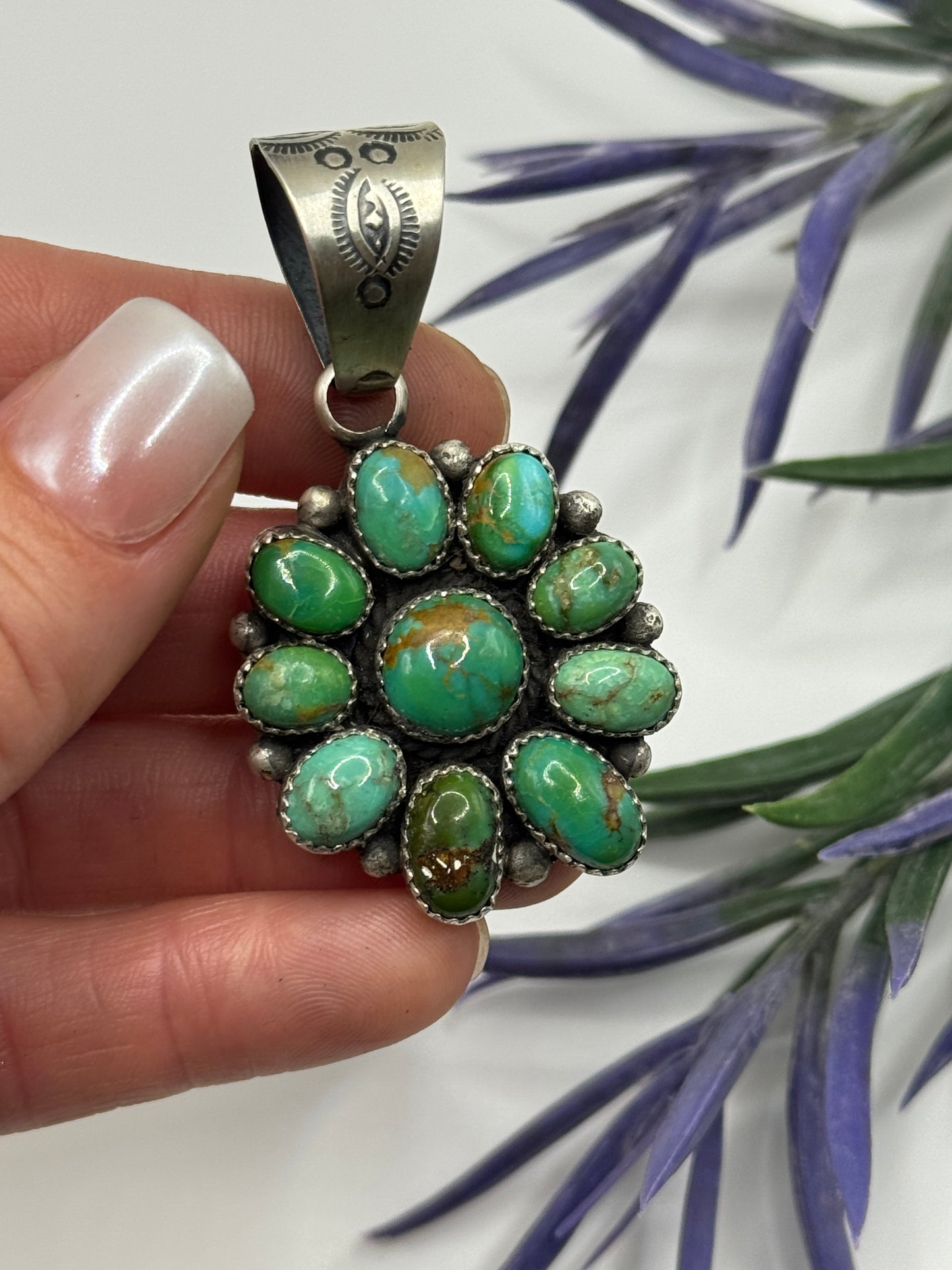 A. Spencer Sterling Silver Turquoise cluster pendant