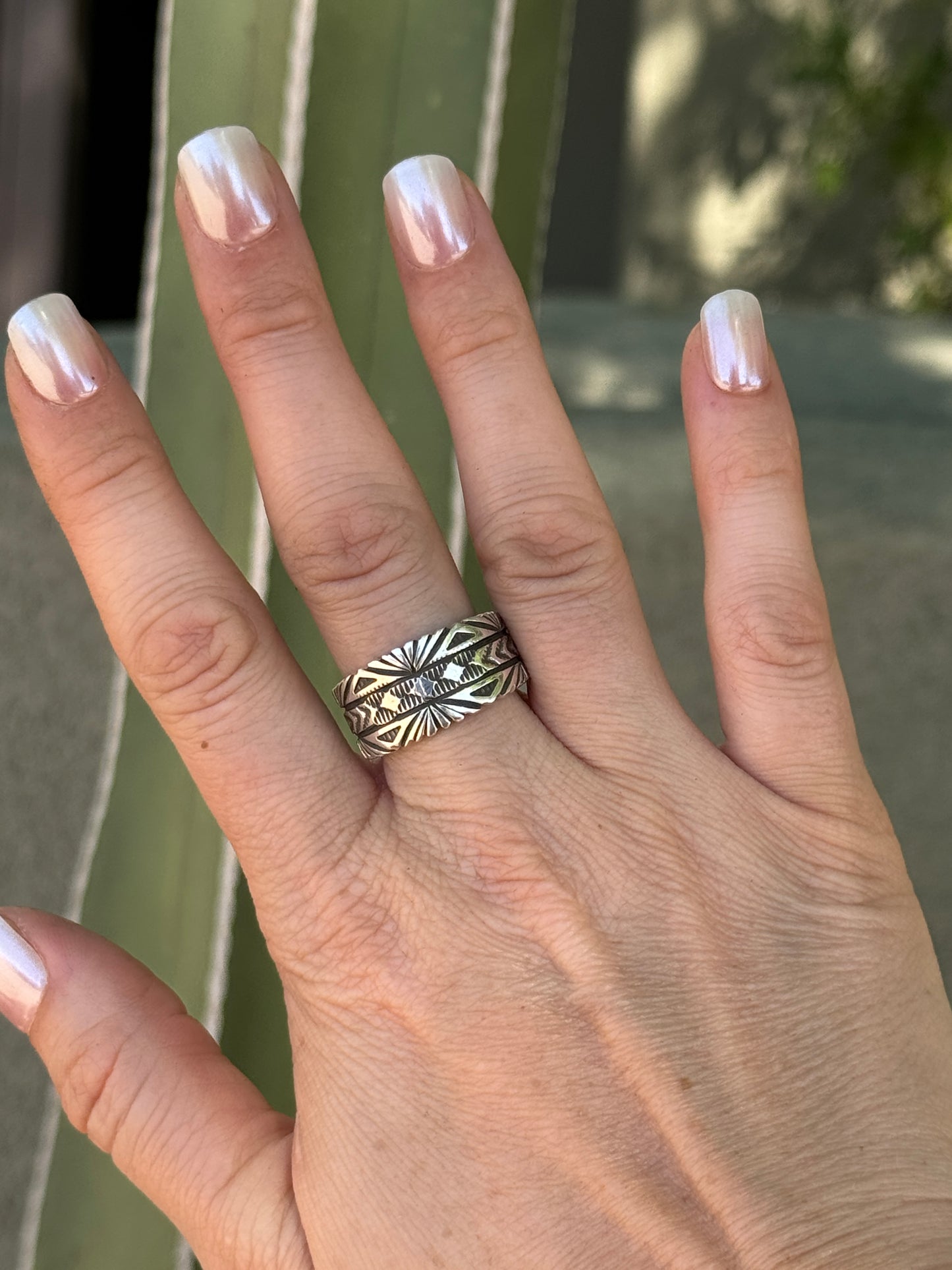 Bruce Morgan Sterling silver wide band ring, size 9.5 and 10.5